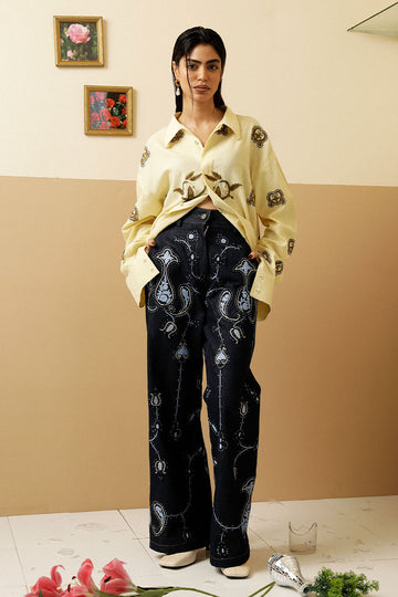 'KOEL' EMBROIDERED DENIM TROUSERS (Women)